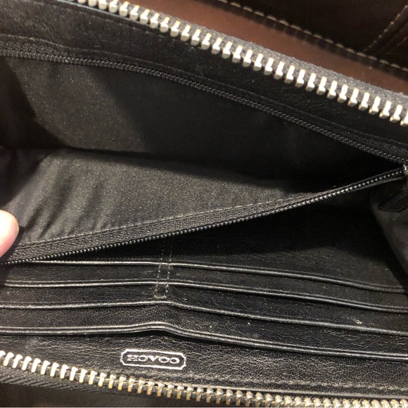 COACH POPPY Continental Full Silver Zip Jacquard C Black Brown Wallet Wristlet - Picture 5 of 15